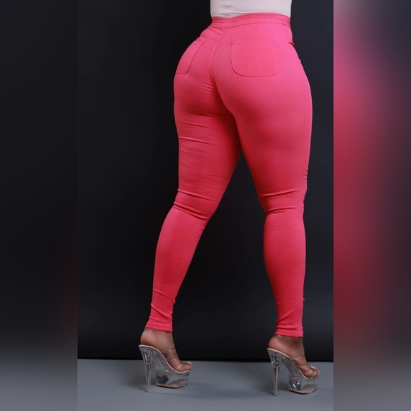 Swankaposh Super G High Waist Stretchy Jeans 2X Fuschia - Picture 3 of 4